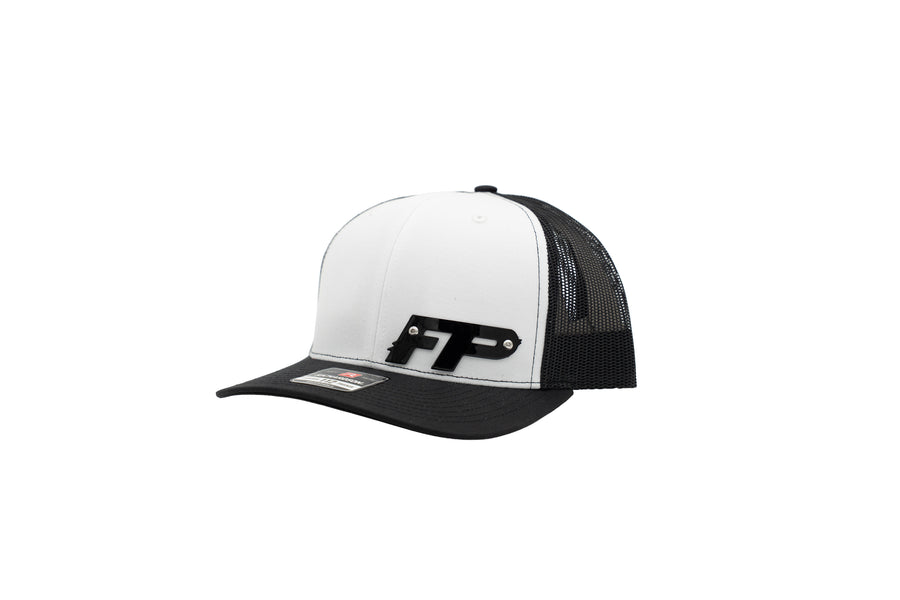 Black/White/Black Metal Badge Snapback
